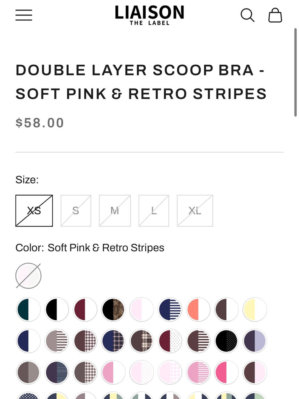 Liaison The Label Double Layer Scoop Bra Pink Soft Pink & Retro Stripes - Picture 4 of 6